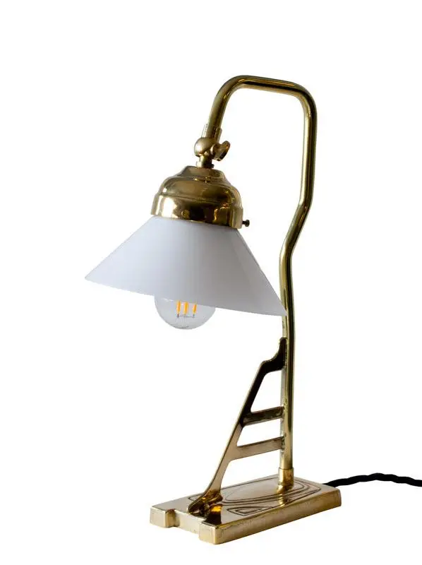 Brass Desk Lamp – Model 1900 With White Shade 1