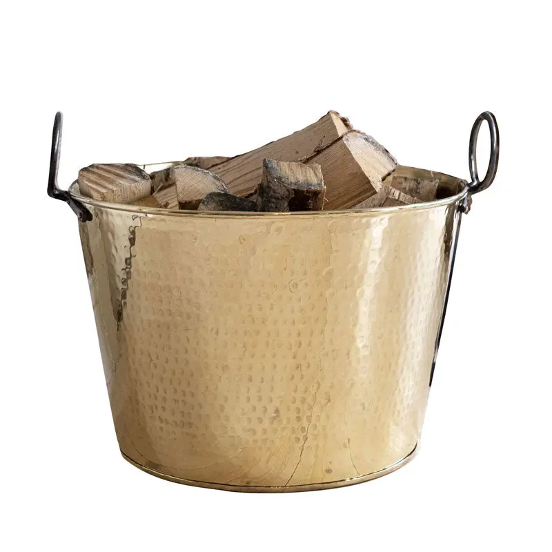 Brass-Finished Log Basket 1