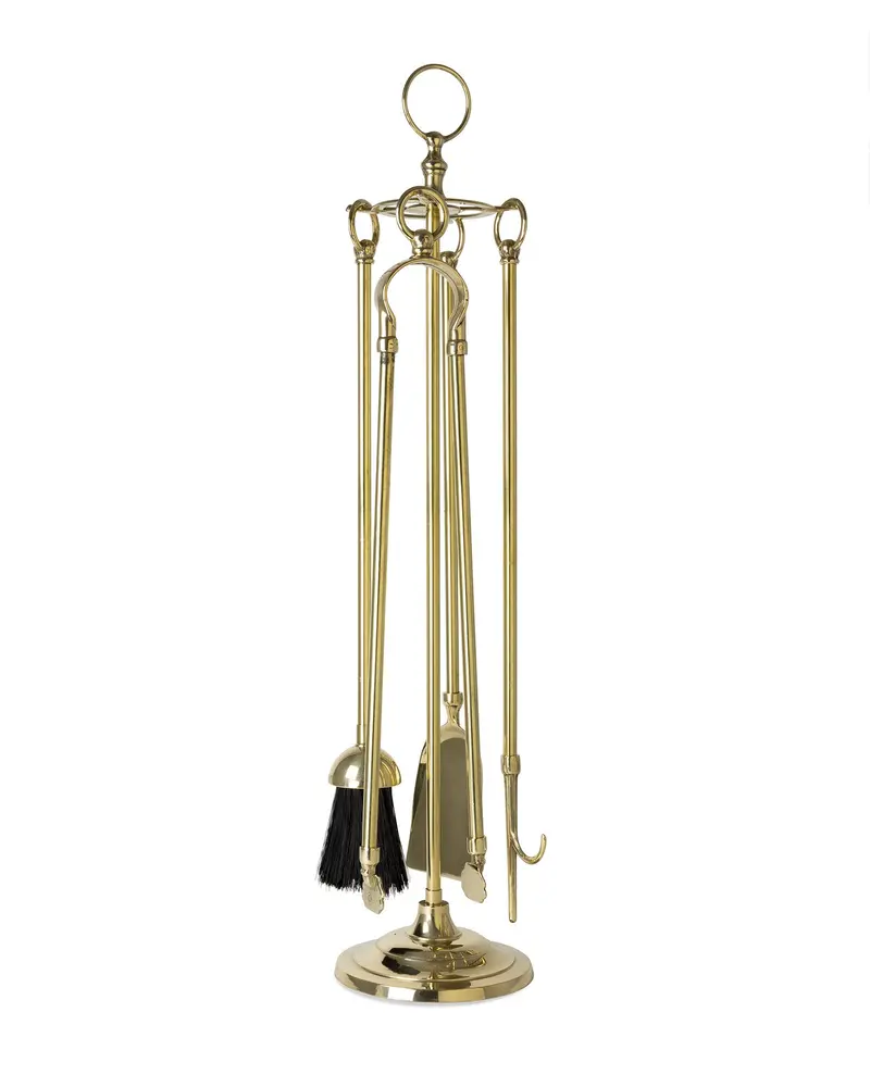 Brass Fire Poker Set With Ring-Style Handle 1