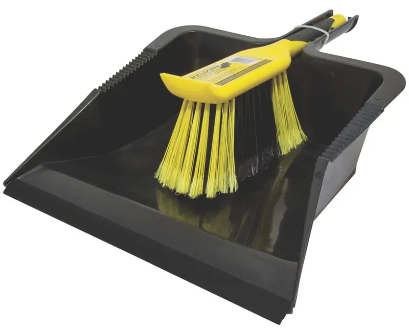 Bulldozer Heavy-Duty Dustpan & Brush Combo – Black And Yellow Design 1