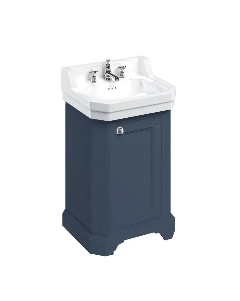 Burlington Bathroom Vanity – 56 Cm Wide, Blue Door With Porcelain Top 1