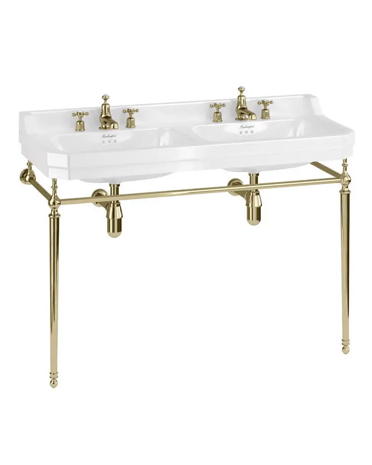Burlington Edwardian Double Basin Vanity – 120 Cm With Gold-Finished Legs 2