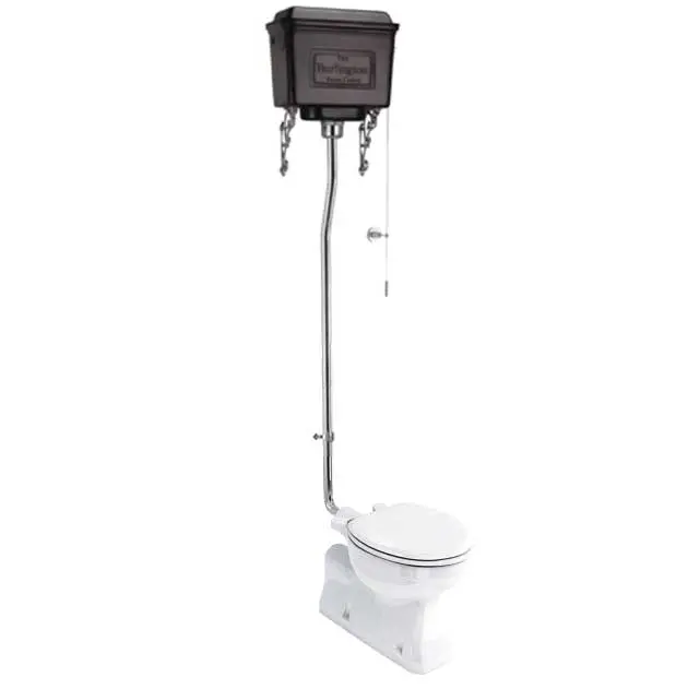 Burlington High-Level Toilet – Black Metal Cistern & Seat 1