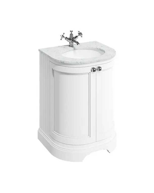 Burlington Round Bathroom Cabinet – 65 Cm, Matte White Door With Frame 1