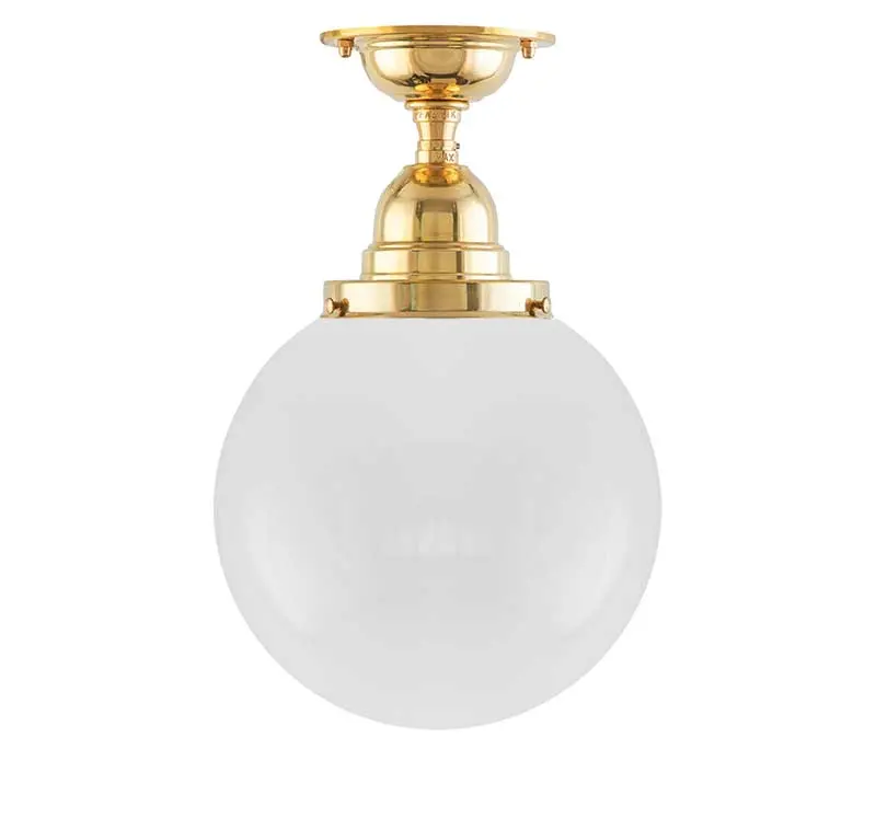 Byström 100 Brass Ceiling Light With Opal Glass Shade – Bathroom Mount 1