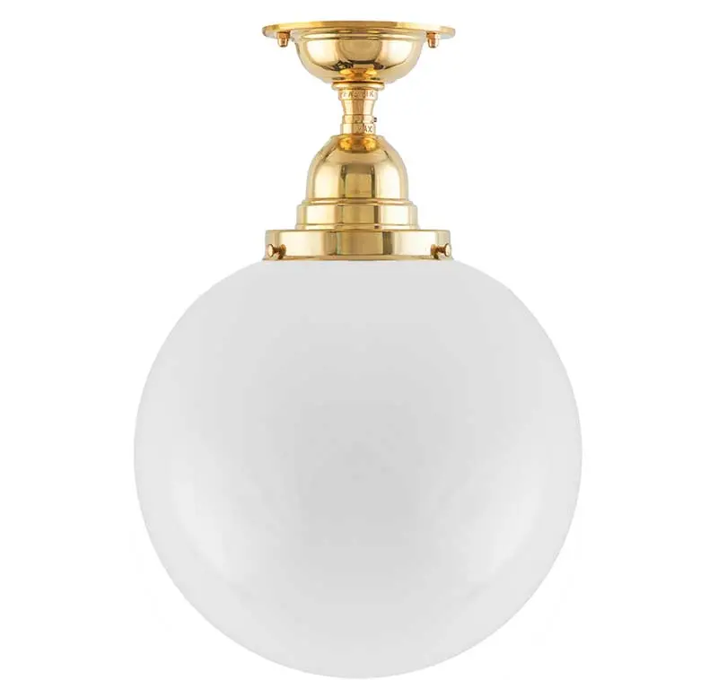 Byström 100 Ceiling Bathroom Lamp In Brass With Large Drum Shade 1