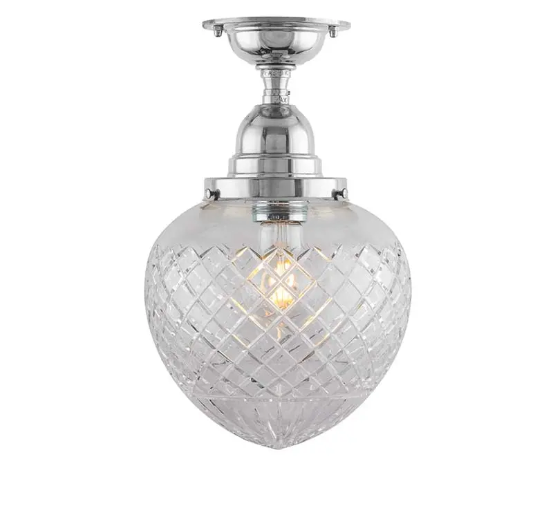 Byström 100 Nickel Ceiling Lamp With Clear Glass Drop – Contemporary Fixture 1
