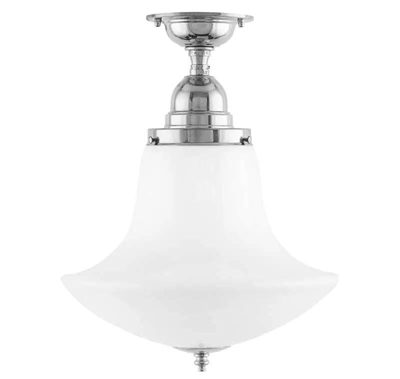 Byström 100 Nickel Ceiling Lamp With Frosted Globe Shade – Bath Lighting 1
