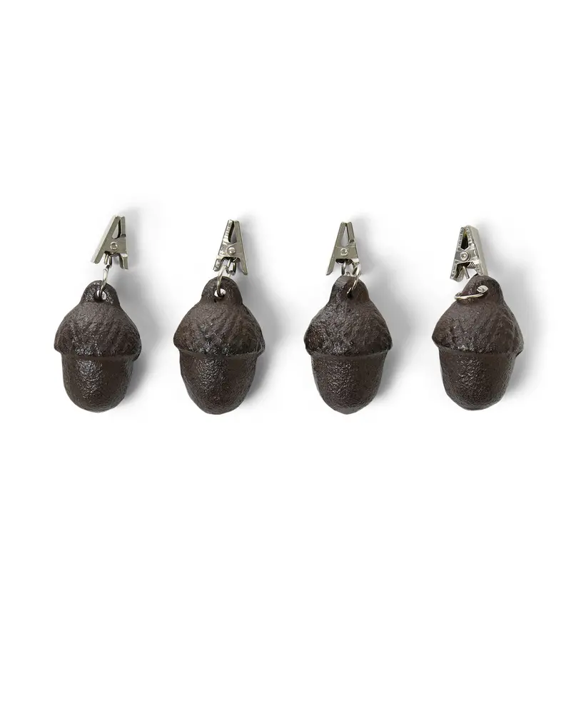Cast Iron Curtain Tiebacks – 4-Piece Set, Oak-Look 1