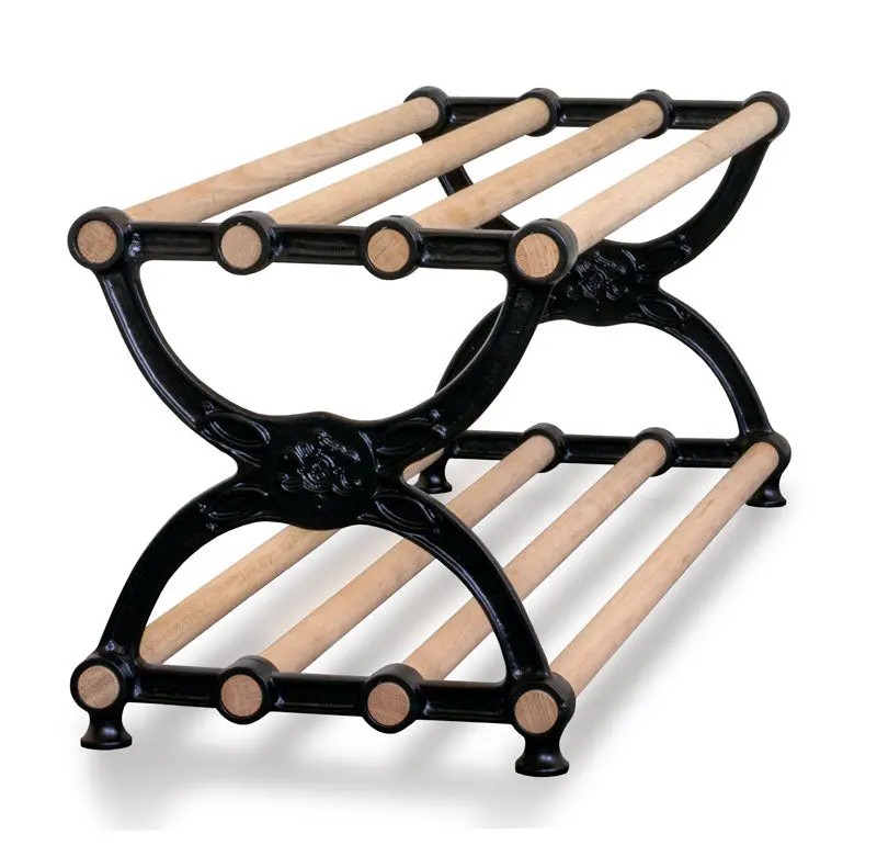 Century-Style Shoe Rack In Black Finish And Oak, 80 Cm Wide 1