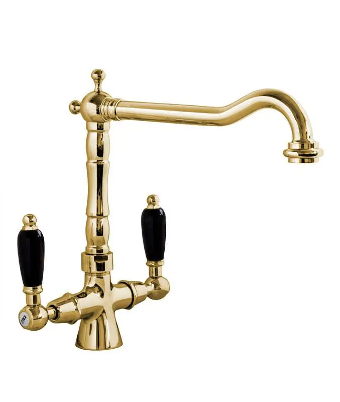 Chelsea Kitchen Faucet – Brass Body With Black Handles 1