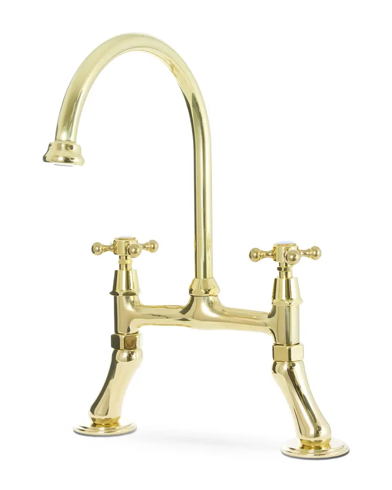 Cherington Swan-Neck Two-Handle Kitchen Faucet In Brass 1