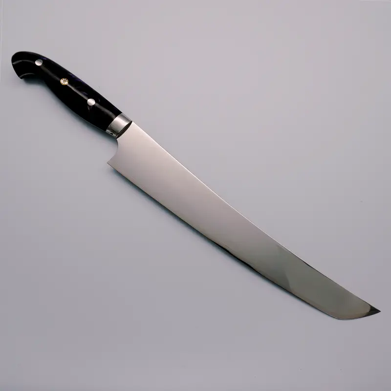 Daishi Mukamura Hap40 Sujihiki – 240Mm Migaki Polish With Purple Acrylic Handle 1