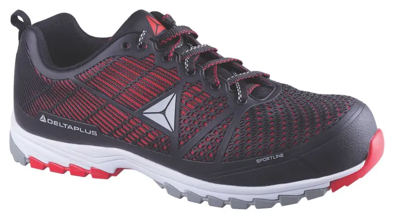 Delta Plus Sportline Metal-Free Work Trainers – S1, Black & Red Design, Size 43 1