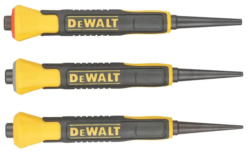 Dewalt 3-Piece Bi-Material Nail Set Set – Soft-Grip Handles & Hardened Tips 1