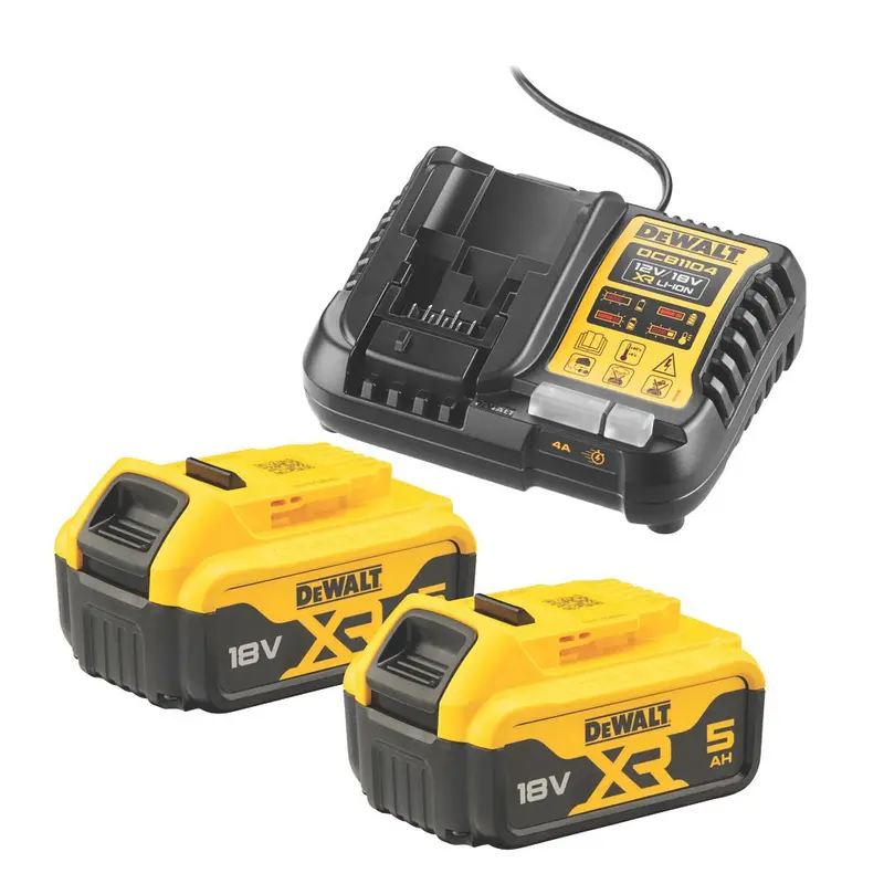 Dewalt Dcb1104P2-Qw: 18V Xr Li-Ion Battery & Charger Kit (5.0Ah, 3-Piece) 1