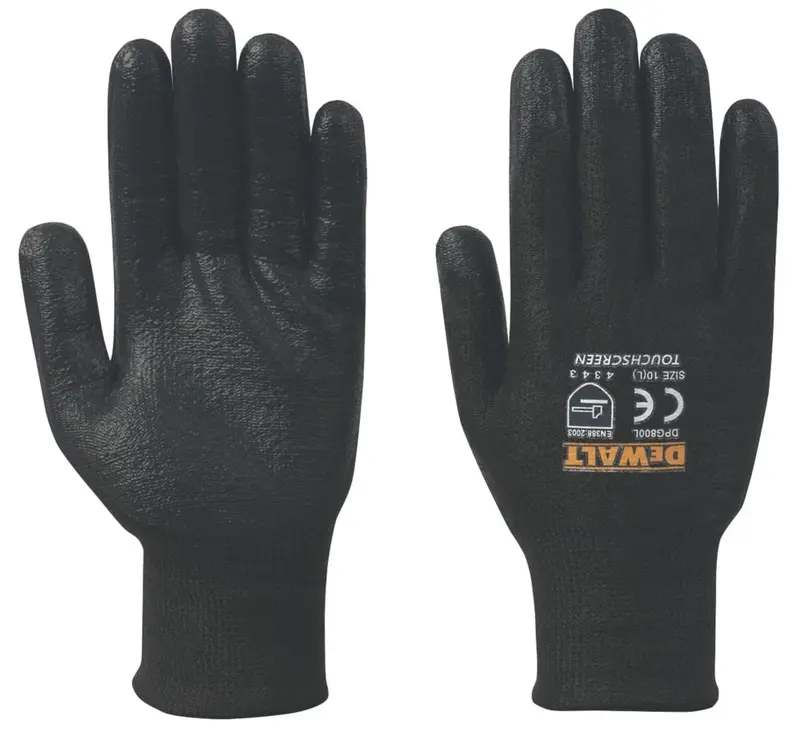 Dewalt Dpg800L Touchscreen-Compatible Work Gloves – Black, Large 1