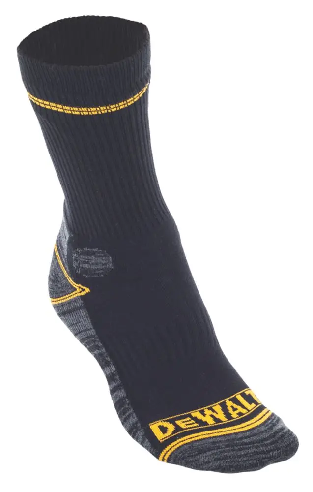 Dewalt Pro Comfort Work Socks – Black/Grey/Yellow, Size 41–47, Cushioned Fit 1