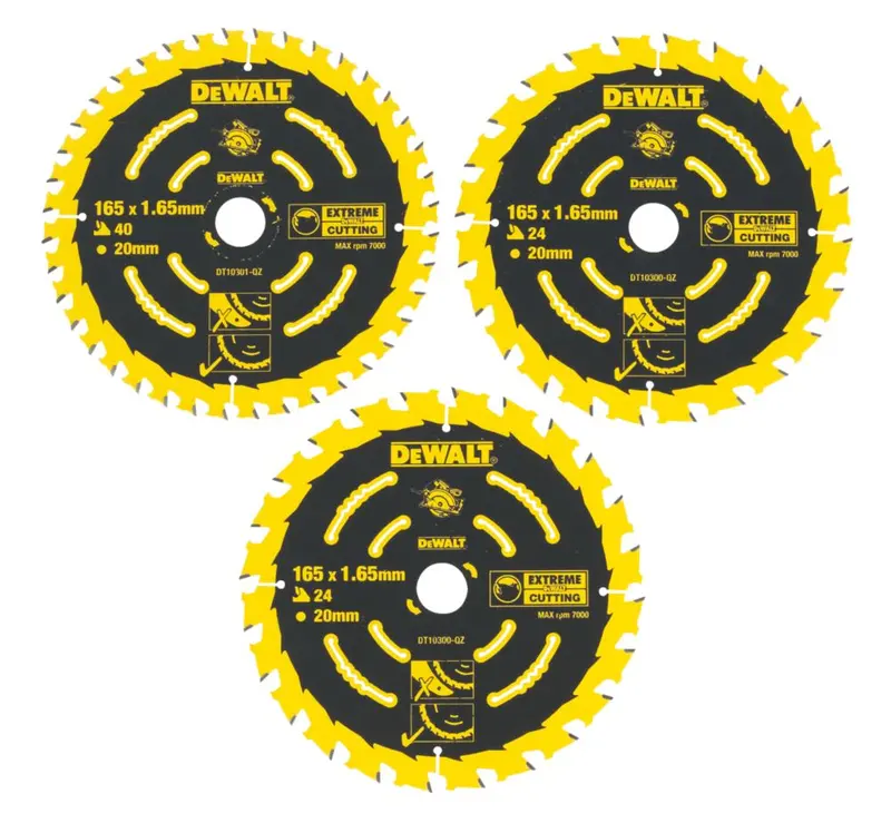 Dewalt Wood Extreme Circular Saw Blade Pack – 165Mm X 20Mm, 24T & 40T, 3-Blade Set 1