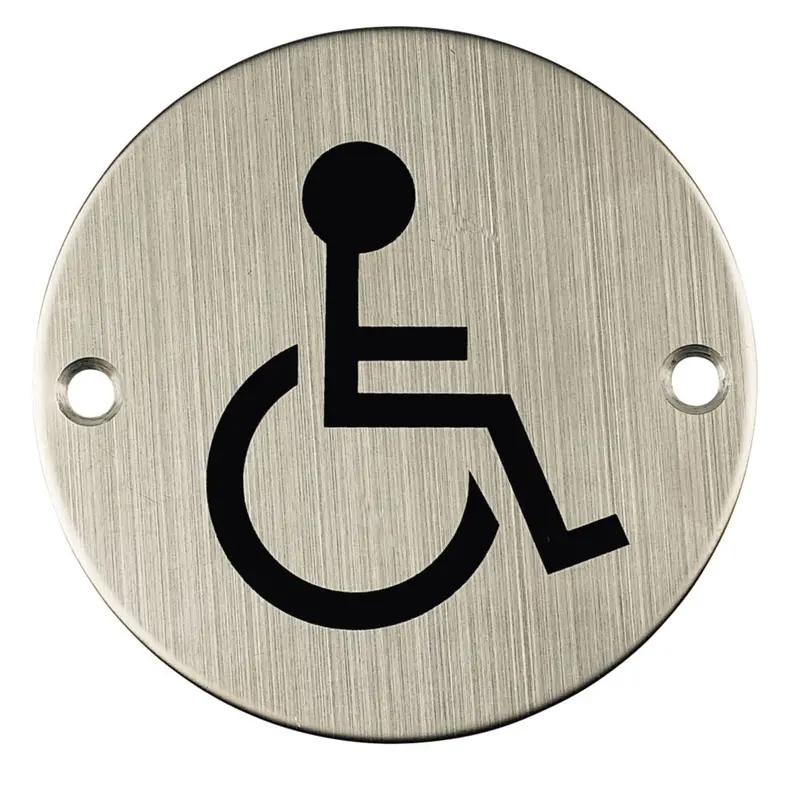 Disabled Access Toilet Sign – 76Mm Round Wall Decal 1
