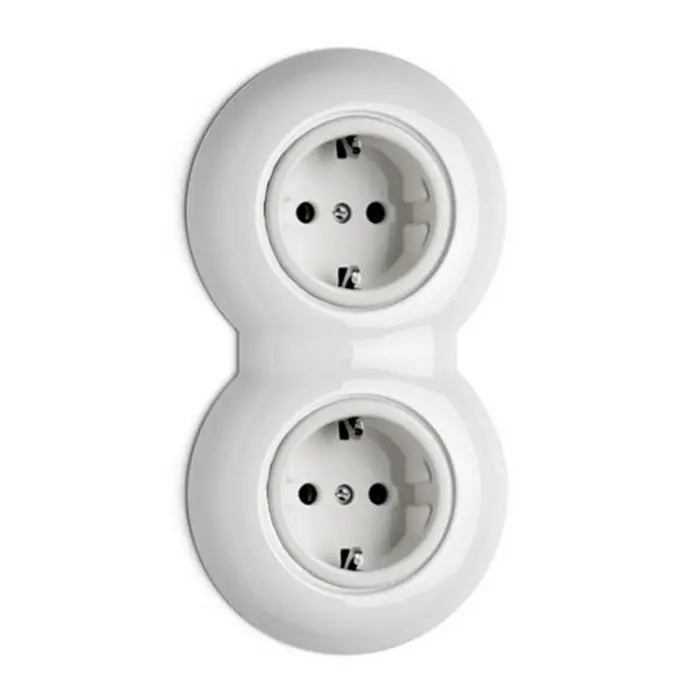 Double White Porcelain Electrical Socket 1