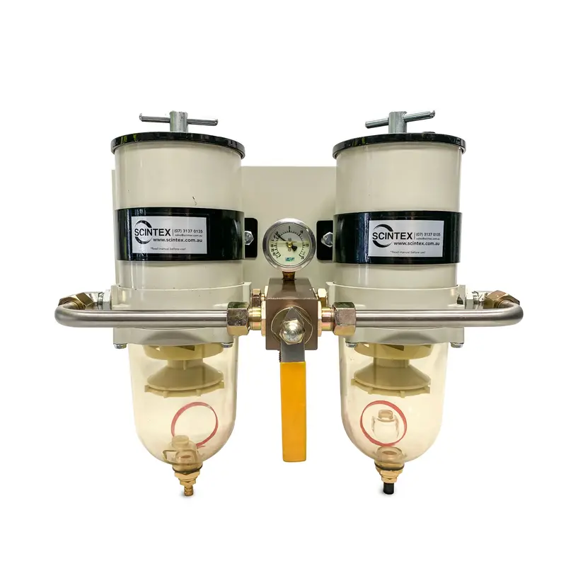 Duplex Fuel Filter With Integrated Water Separation System 1