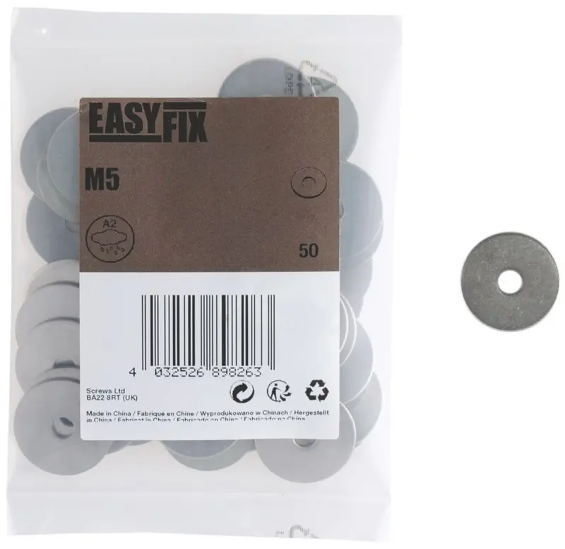 Easyfix A2 Stainless Steel M5 Washers (1.3Mm Thick, 50-Pack) 1