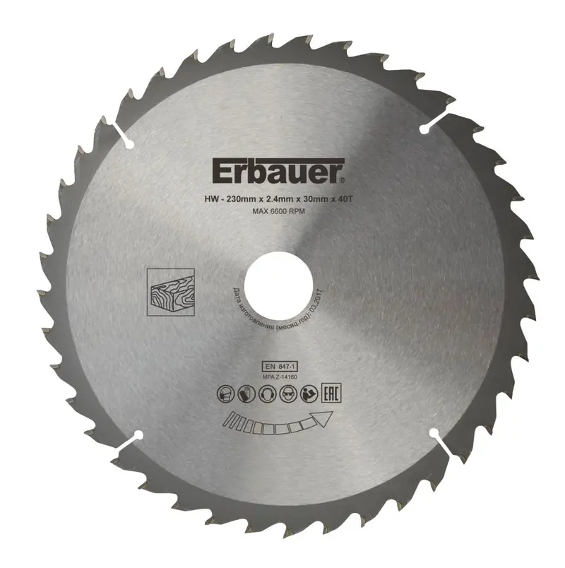 Erbauer 230Mm Wood-Cut Tct Saw Blade – 30Mm Bore, 40 Teeth For Framing & Carpentry 1