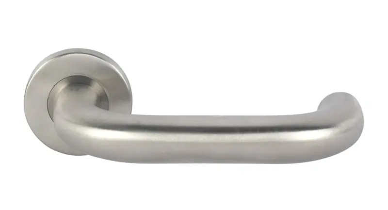 Eurospec Fire-Rated Safety Lever Handle On Rose – Satin Stainless Steel Pair 1