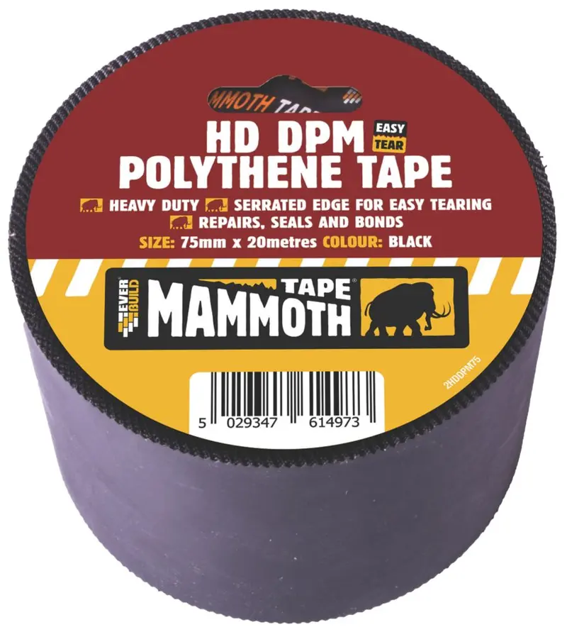 Everbuild Black Dpm Polythene Joint Sealing Tape – 20M × 75Mm Moisture Barrier 1