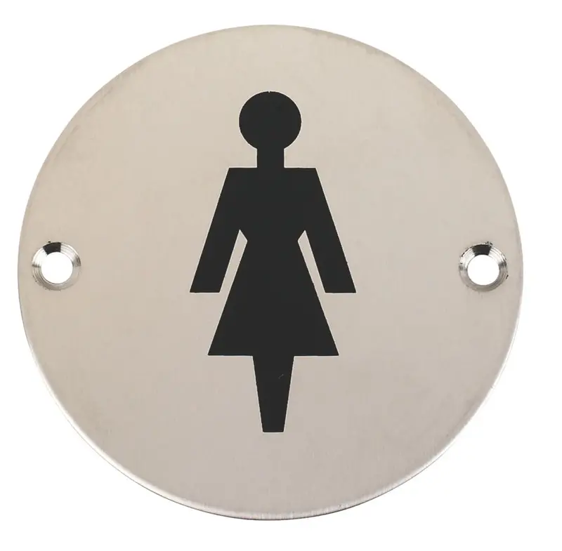 Female Toilet Sign – 76Mm Diameter Wall-Mounted Decal 1