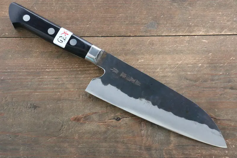Fujiwara Teruyasu Denka Blue Super Santoku Knife – 165Mm, Black Pakkawood Handle, Black Finish 1