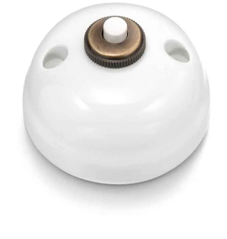 Garby Porcelain Push Button – Round, Spring-Loaded, White 1