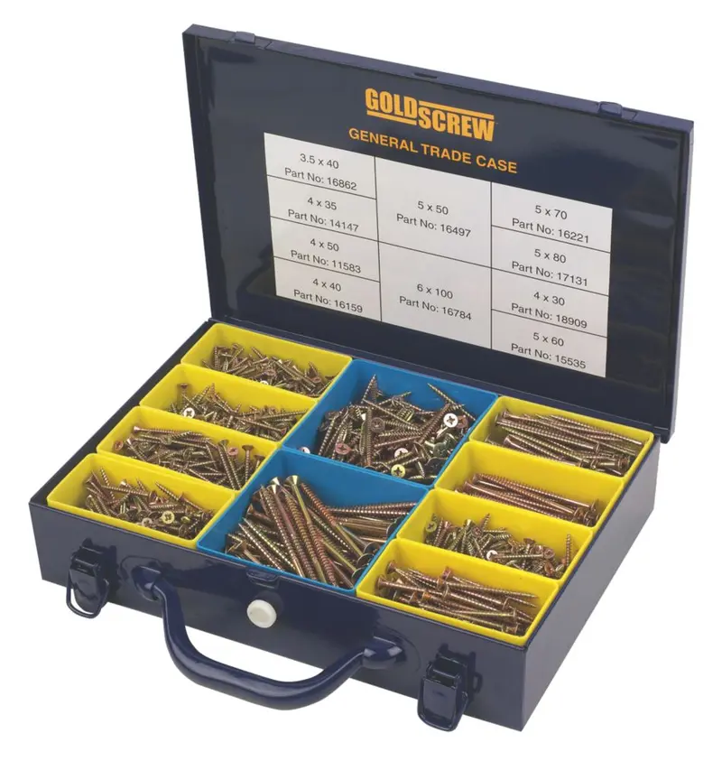 Goldscrew Pz Double-Countersunk Screws Trade Value Pack – 1400-Piece Assortment 1