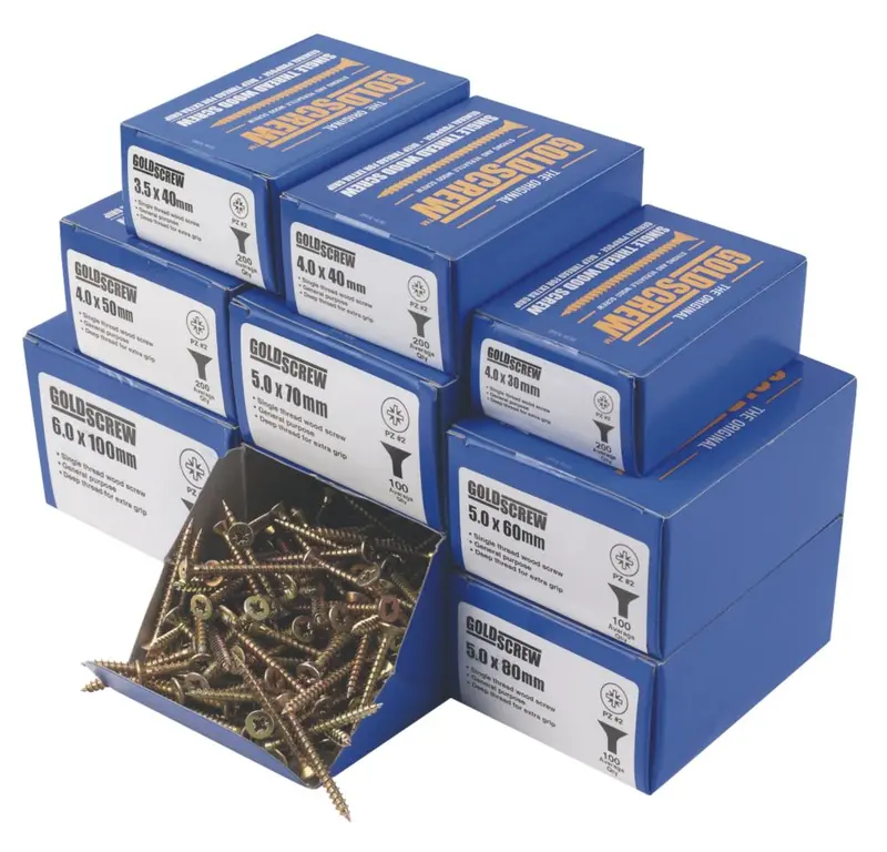 Goldscrew Trade Pack – Pz Double-Countersunk Woodscrews, 1400-Piece Set 1