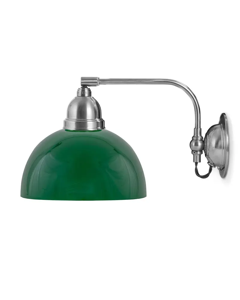Gripenberg Wall Lamp – Nickel Base, Green Half-Shade, Brown Accents 1