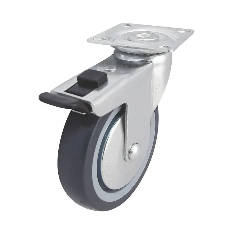 Heavy-Duty Tpr Braked Swivel Castor – 100Mm Diameter 1