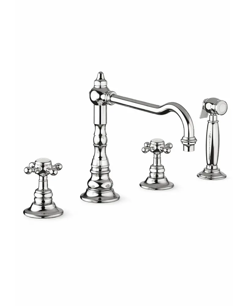 Horus Julia 4-Handle Kitchen Faucet With Pull-Down Sprayer – Chrome Finish 1