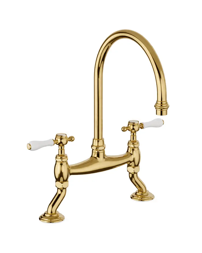 Horus Victoria Swan-Neck Kitchen Faucet – Brushed Brass 1