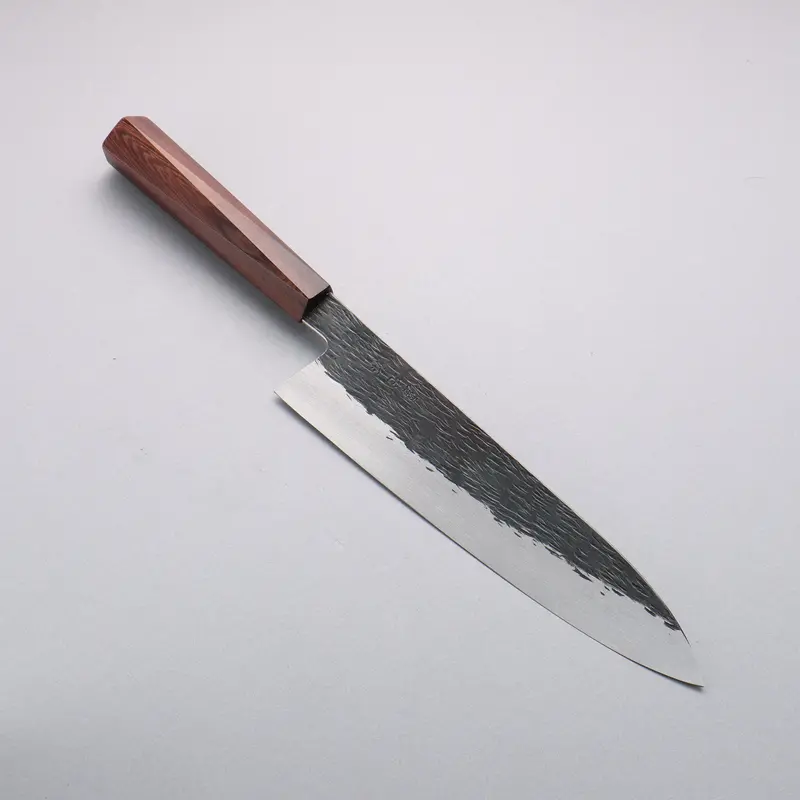 Isamitsu Abe Gyuto Knife – 240Mm Blue Super Steel, Hammered Black Finish, Purple Bombay Wood Handle 1