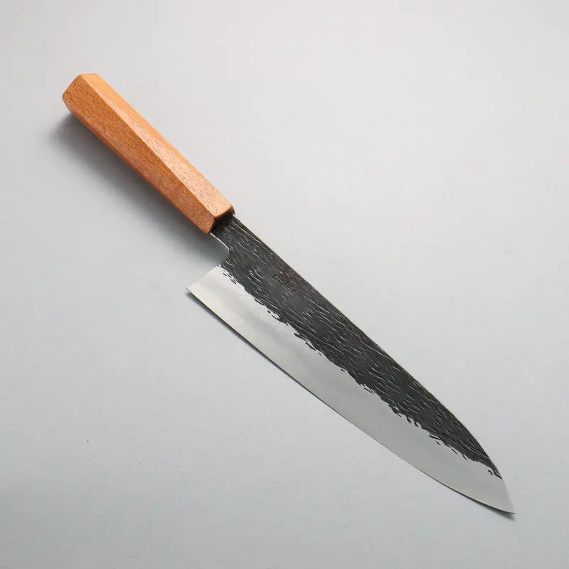 Isamitsu Abe Gyuto Knife 240Mm – White Steel No.1 Hammered, Pentagonal Japanese Elm Handle 1