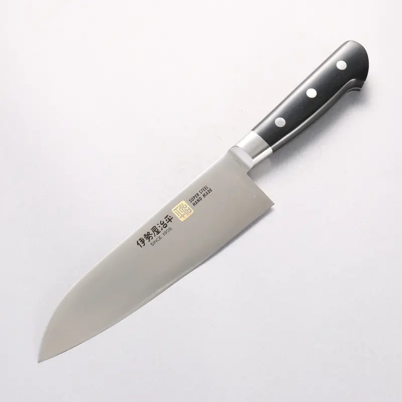 Iseya Molybdenum Santoku Knife – 180Mm With Durable Black Micarta Handle 1