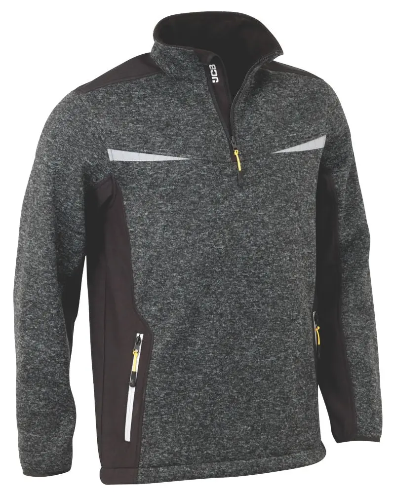 Jcb Elmhurst Hi-Vis Jumper – Grey Marl With Reflective Accents, Size L 1