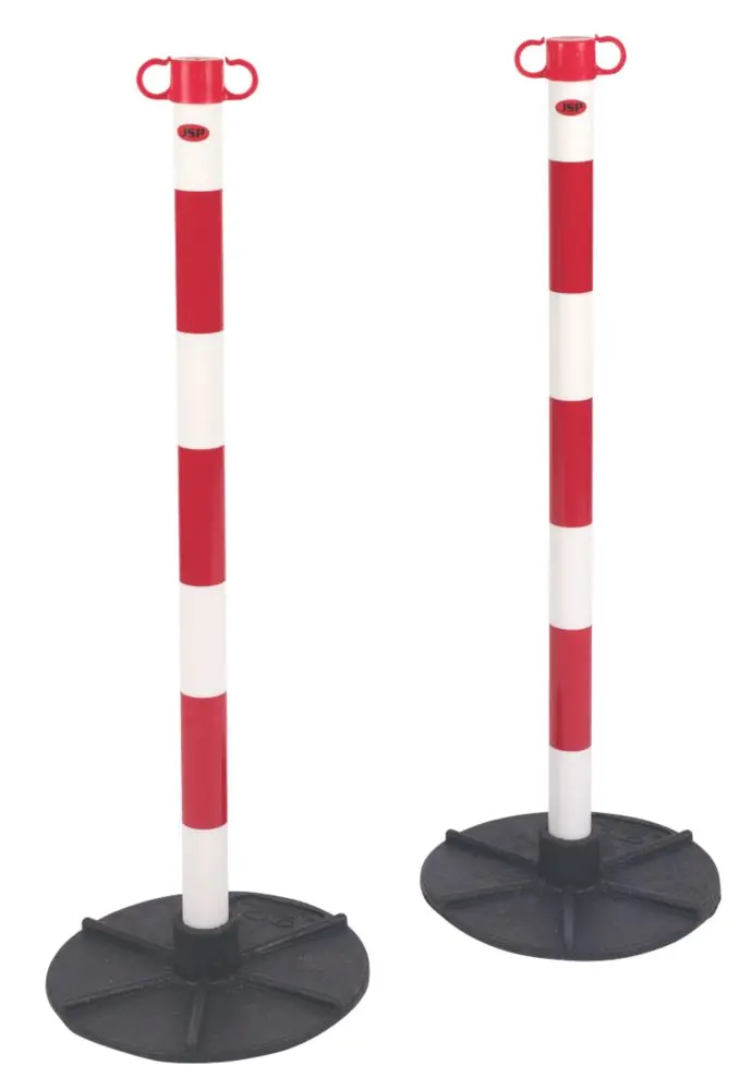 Jsp Barrier Chain Support Posts And Bases – Red & White Warning Set (2-Piece) 1