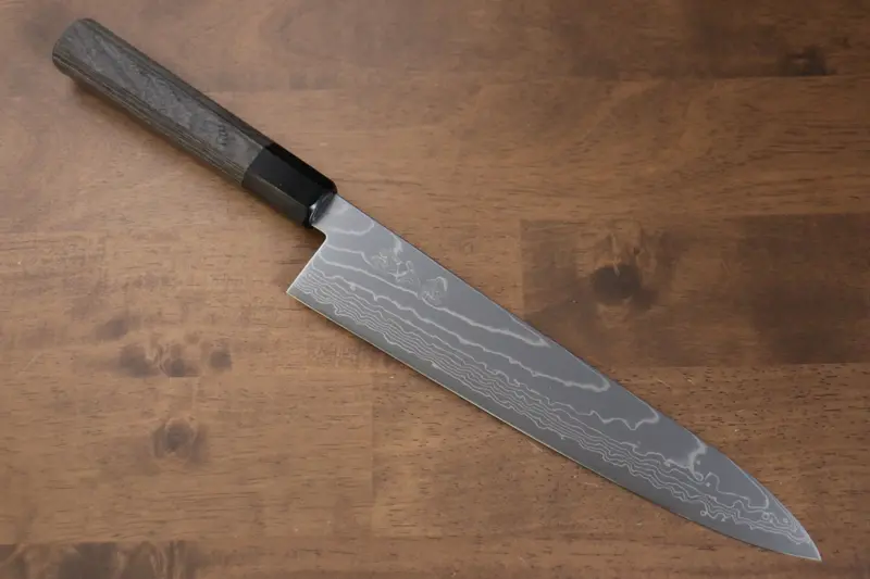Kajin Cobalt Special Steel Damascus Gyuto – 240Mm With Gray Pakka Wood Handle 1