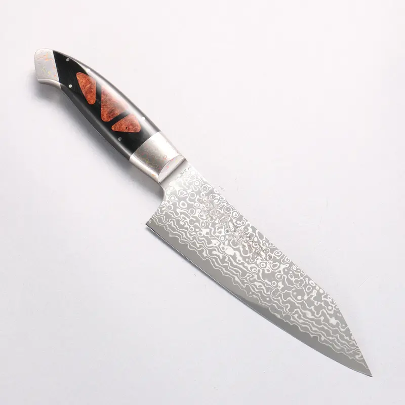 Kajin Zdp-189 Damascus Migaki Kiritsuke Santoku – 165Mm Featuring Chinese Quince Burl Handle 1