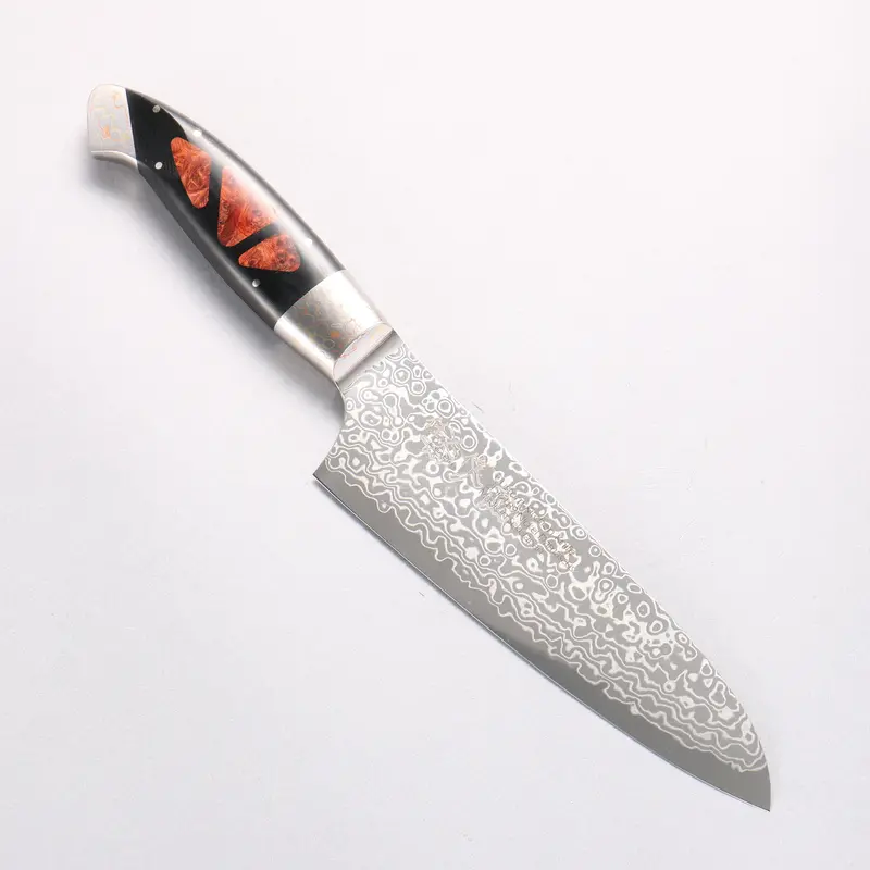 Kajin Zdp-189 Damascus Migaki Santoku Knife – 165Mm With Abalone-Inlaid Handle 1