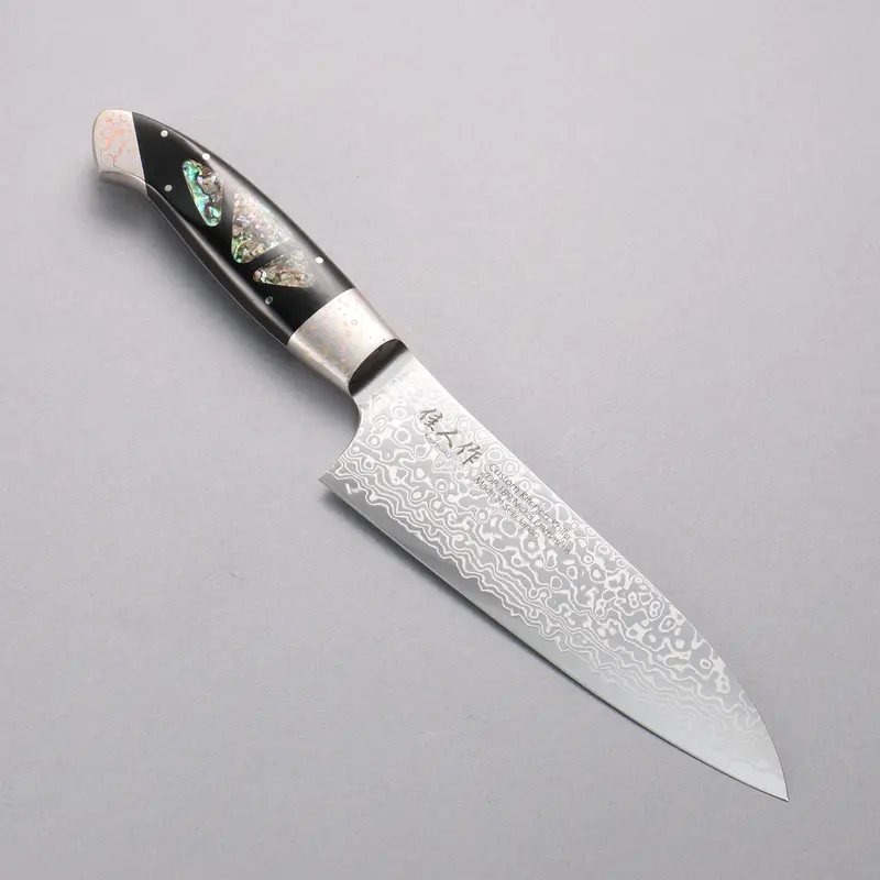 Kajin Zdp-189 Damascus Santoku – 165Mm Japanese All-Purpose Knife, Abalone-Inlaid Handle 1