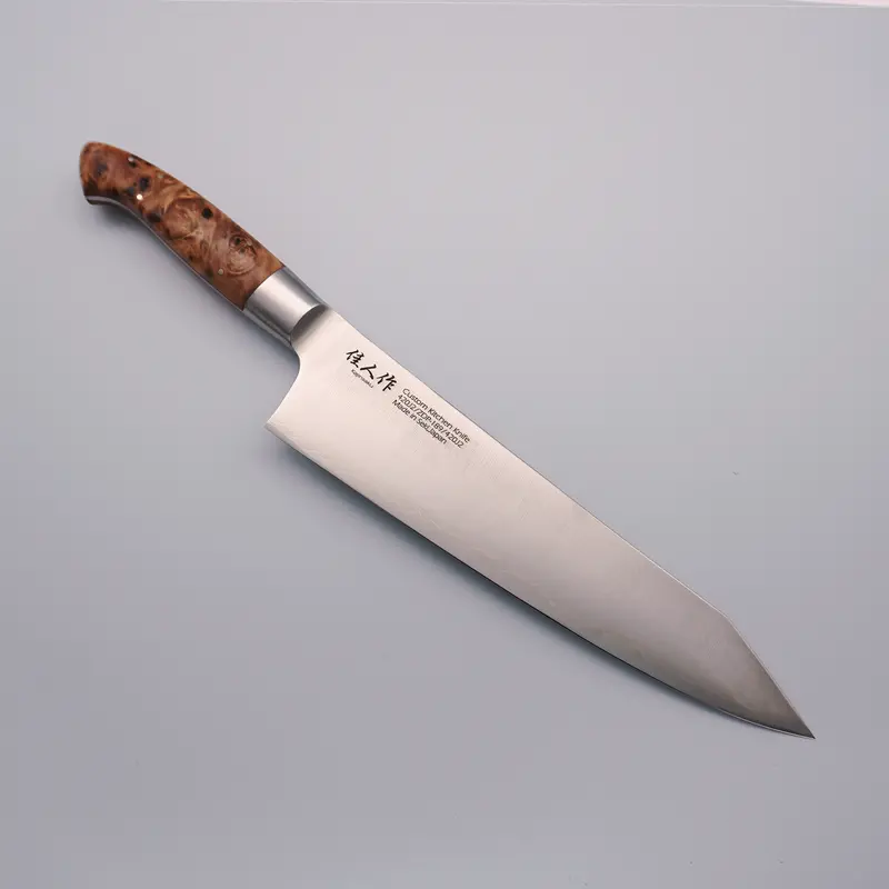 Kajin Zdp-189 Kiritsuke Gyuto – 240Mm Custom Birds-Eye Maple Burl Handle 1