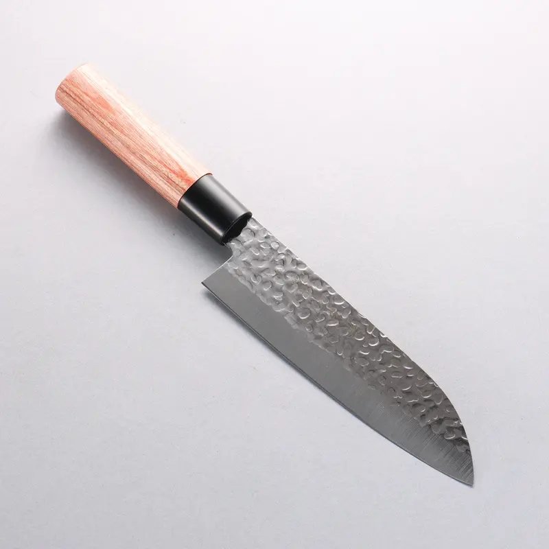 Kanetsune Santoku Knife 165Mm – Dsr-1K6 Steel, Forged Hammered Texture, Red Pakka Wood Handle 1